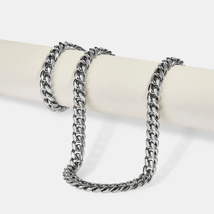 Polished Cuban Bracelet & Chain -12mm