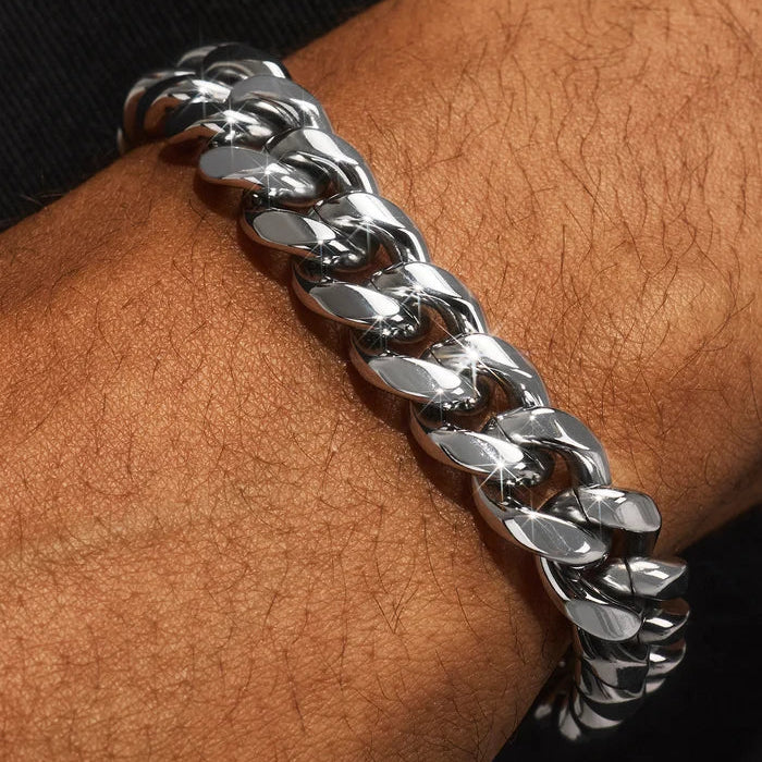 Polished Cuban Bracelet & Chain -12mm