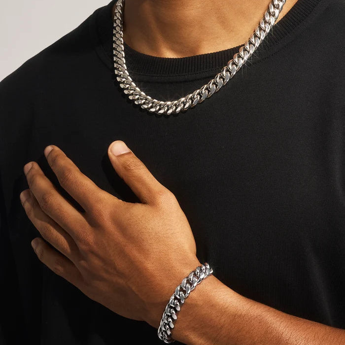 Polished Cuban Bracelet & Chain -12mm