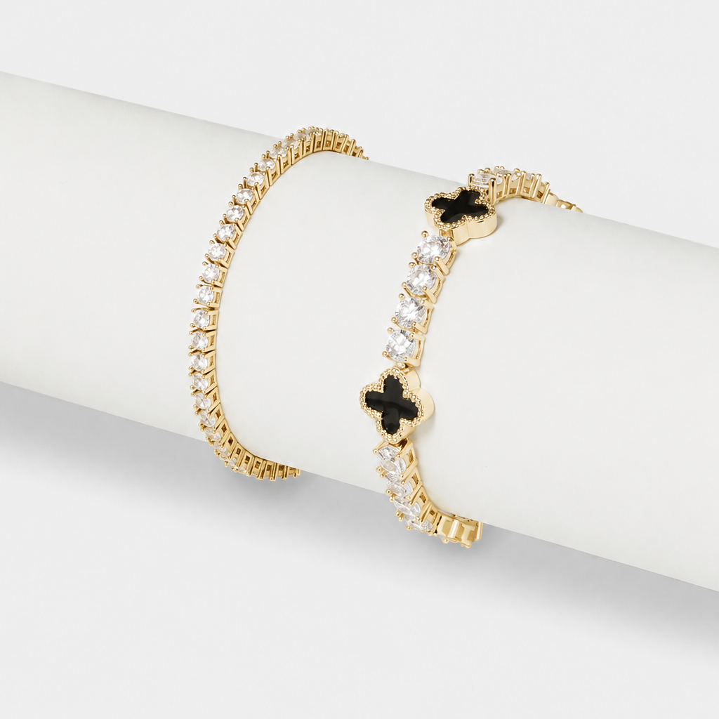 Black Motif & Tennis Bracelet