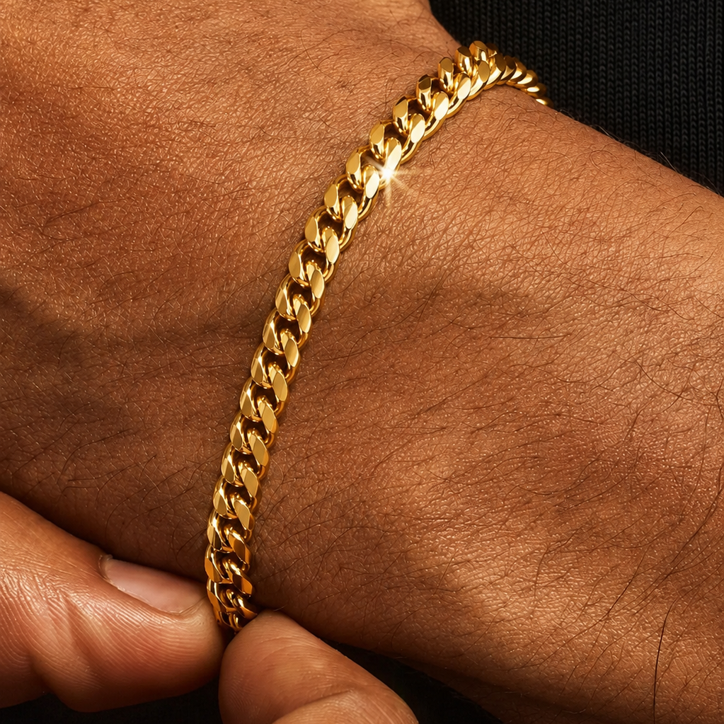 Polished Cuban Bracelet & Chain -3mm