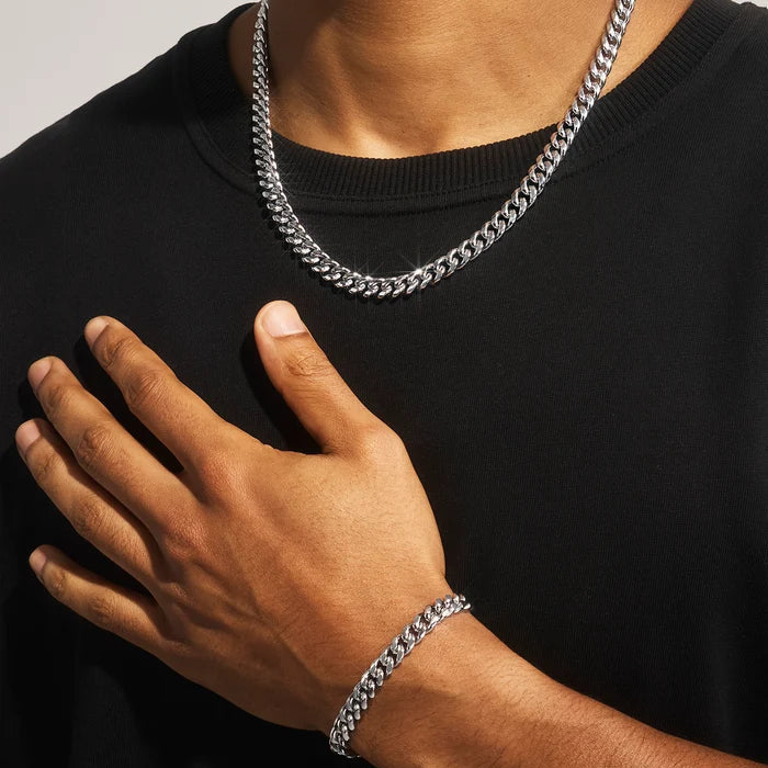 Polished Cuban Bracelet & Chain -5mm