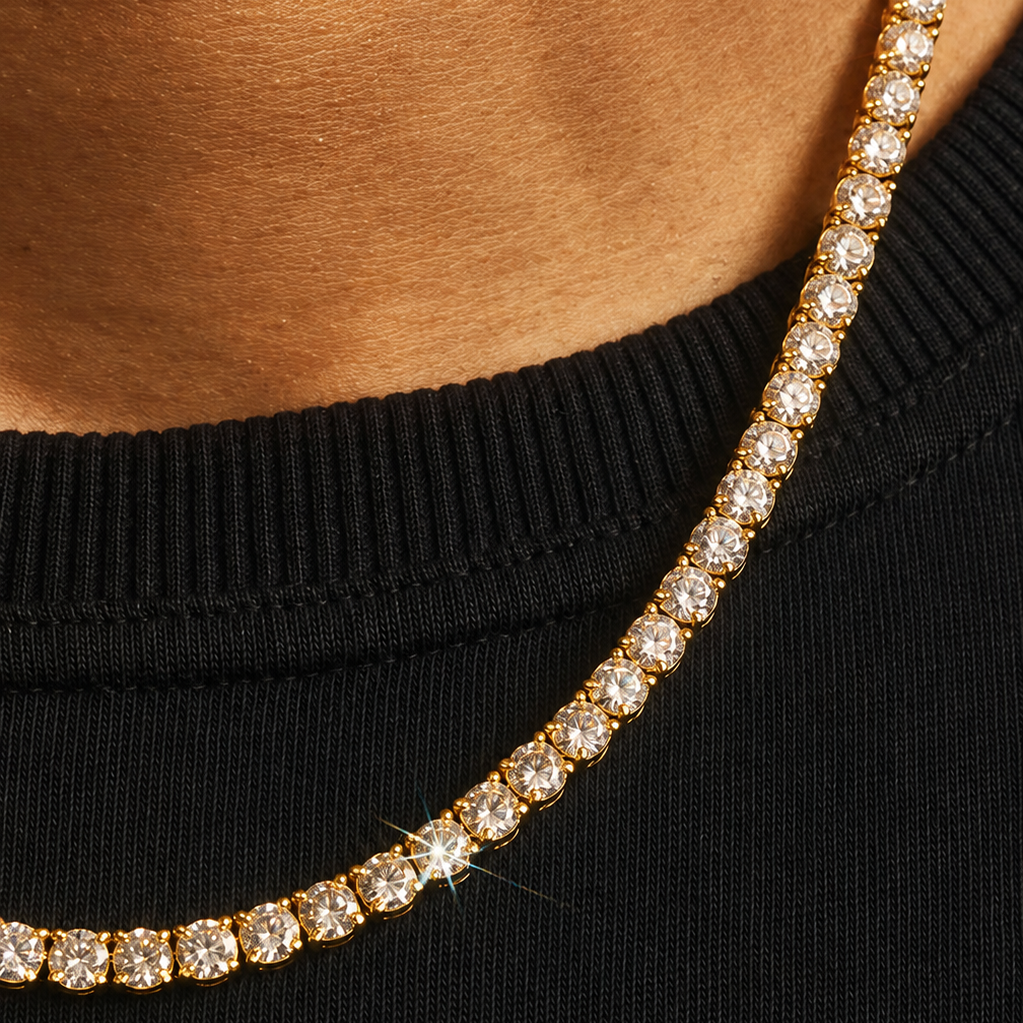 Tennis Bracelet, Chain & Round Cut Earrings -5mm