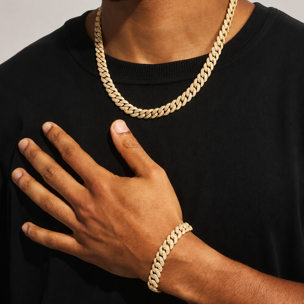 Iced Bracelet & Chain -8mm