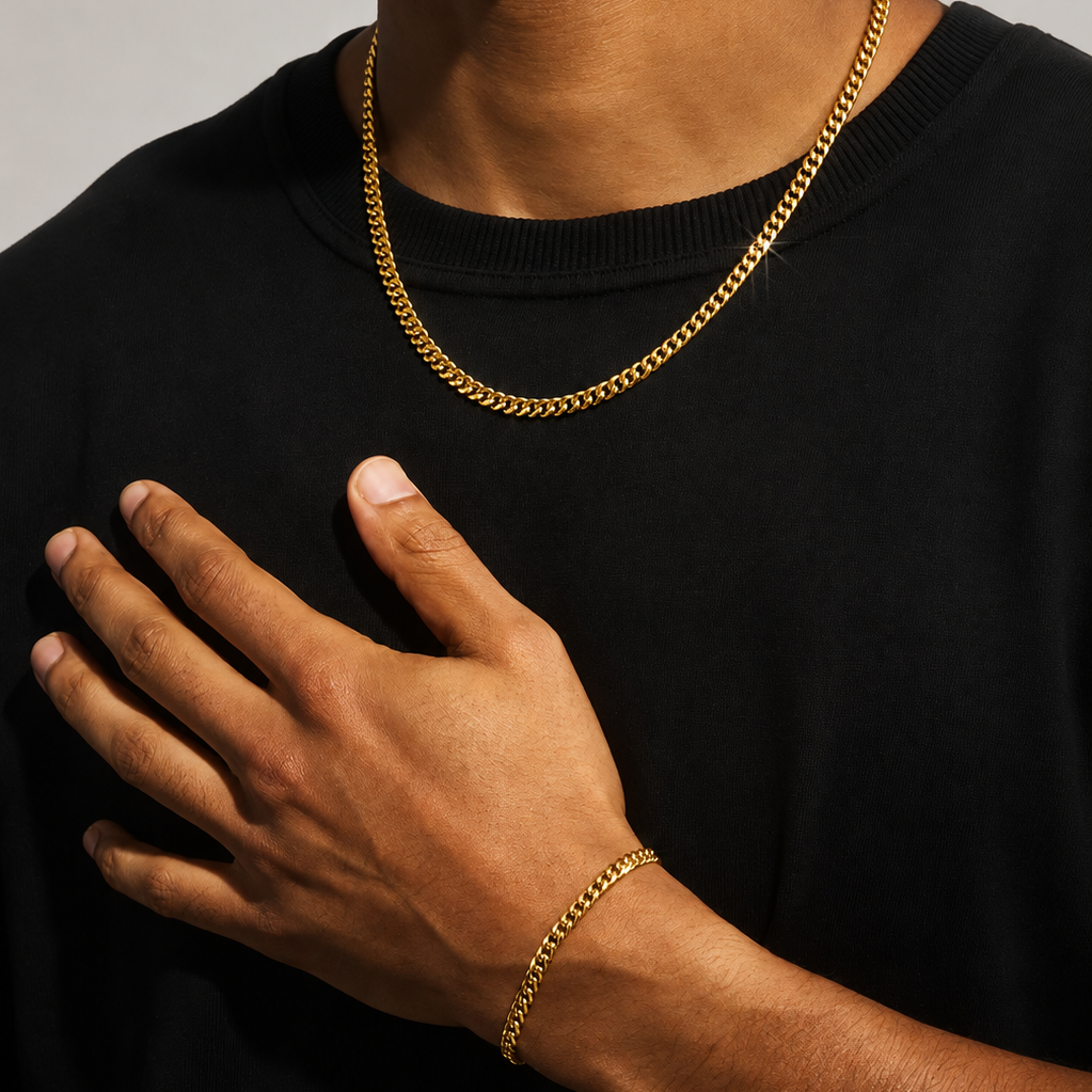 Polished Cuban Bracelet & Chain -3mm