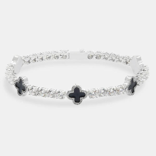 Black Motif Tennis Bracelet
