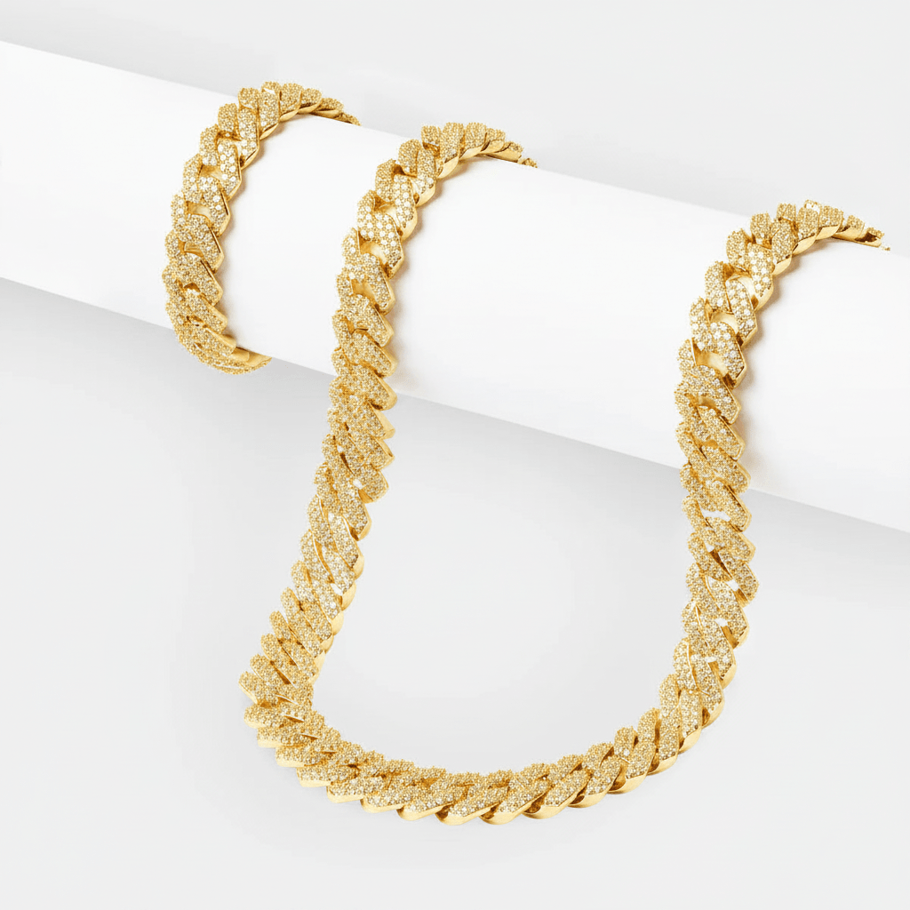 Gold Cuban Chain & Bracelet Product Shot