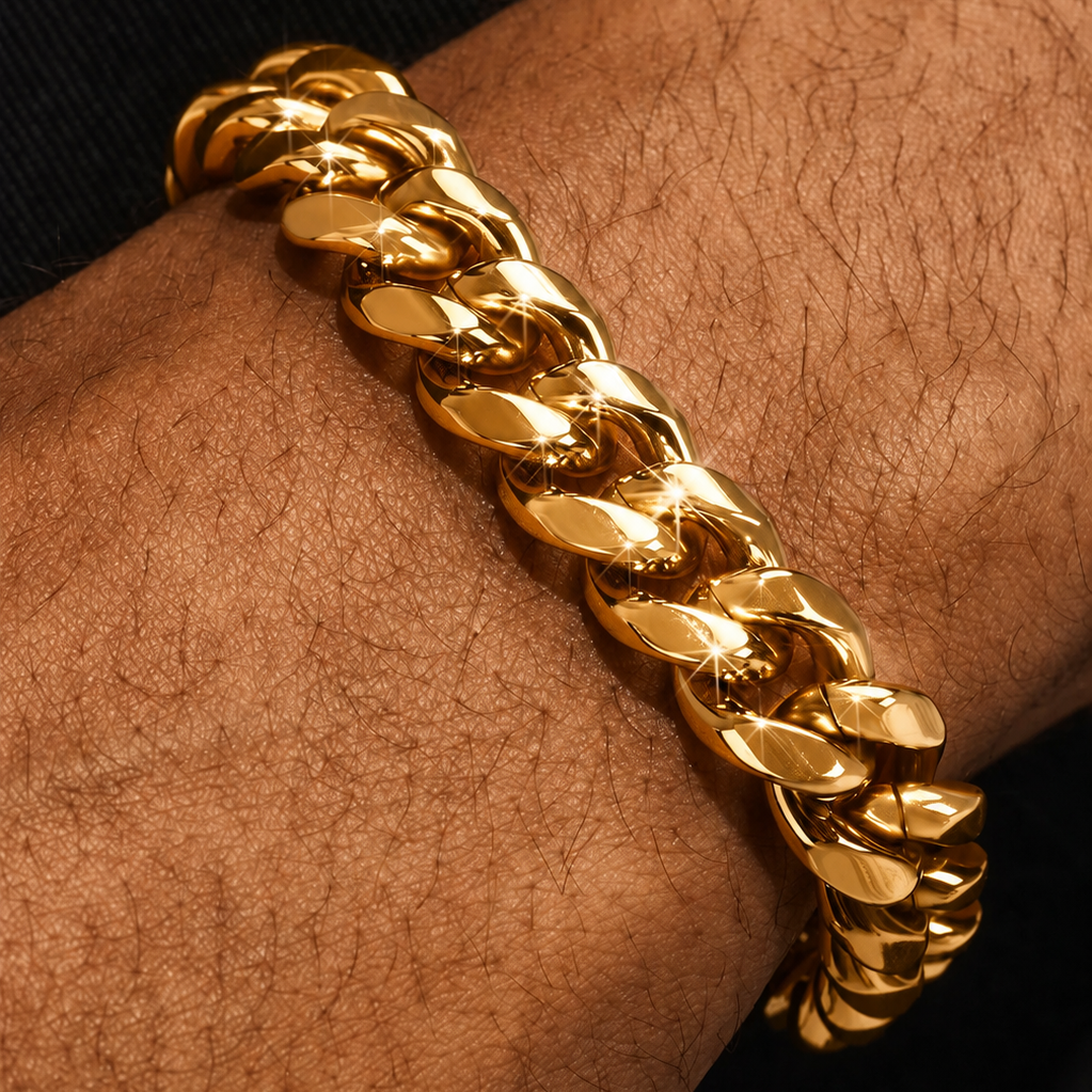 Polished Cuban Bracelet & Chain -12mm