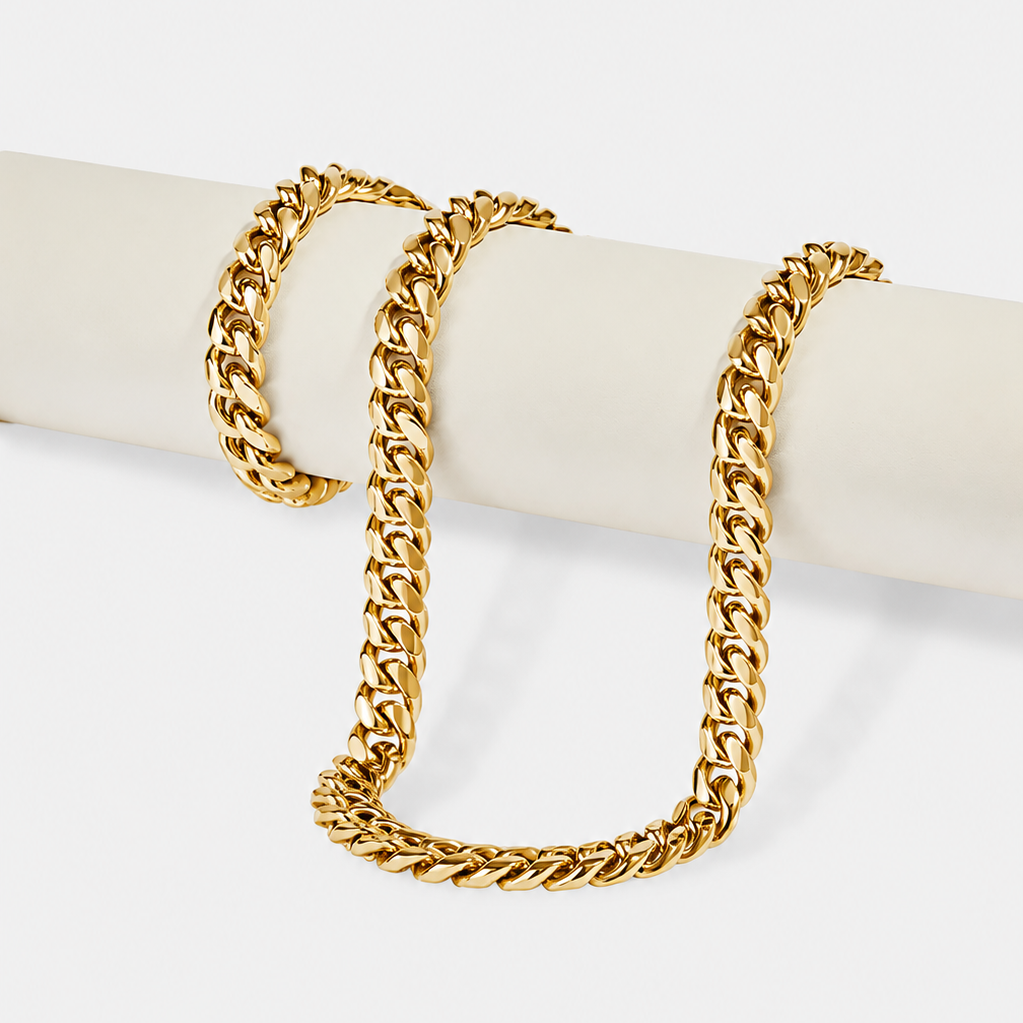 Polished Cuban Bracelet & Chain -12mm