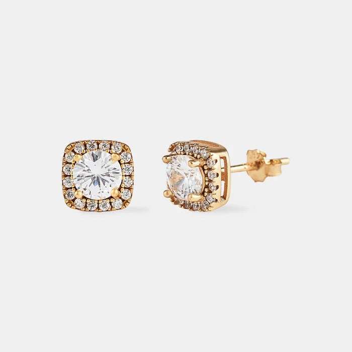 Iced Cluster Square Stud Earrings