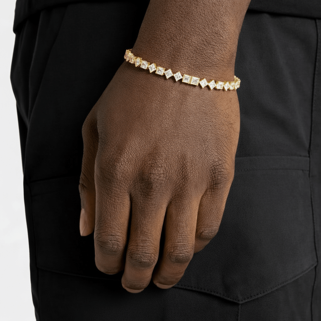 Model Hand with Gold Mixed-Cut Diamond Bracelet