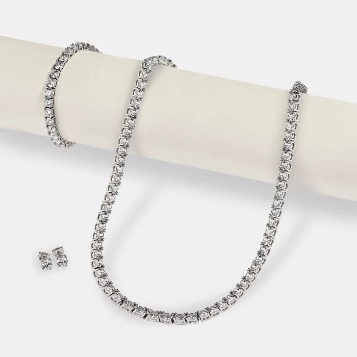 Tennis Bracelet, Chain & Round Cut Earrings -5mm