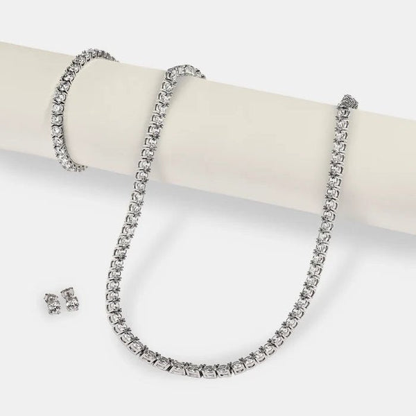 Tennis Bracelet, Chain & Round Cut Earrings -5mm