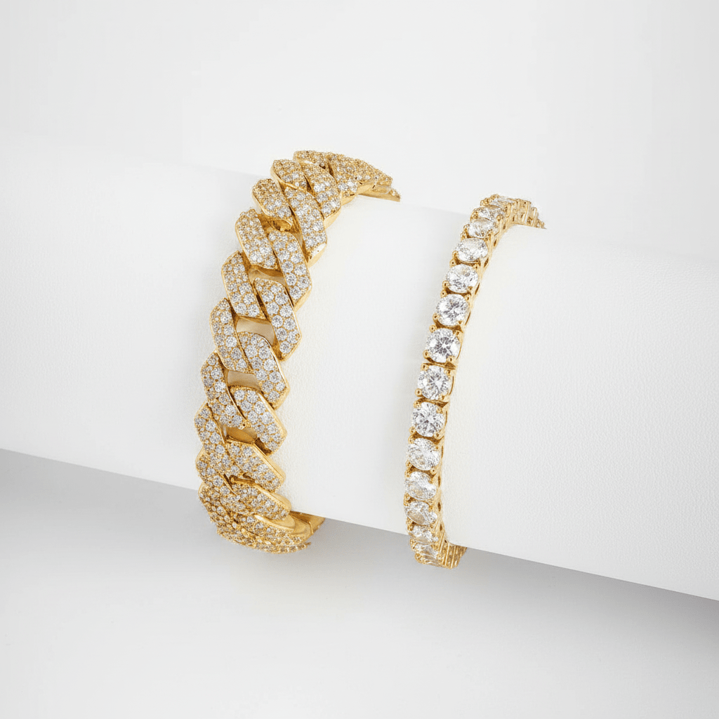 Gold Cuban & Tennis Bracelet